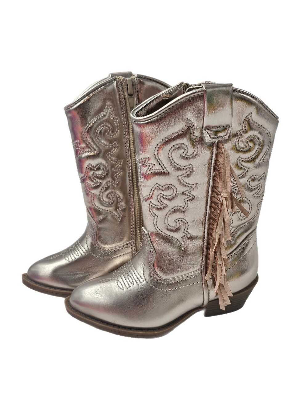 Harper Canyon Metallic Gold Fringe Western Cowgirl Boots Kids Sz 7 Toddler NWOB